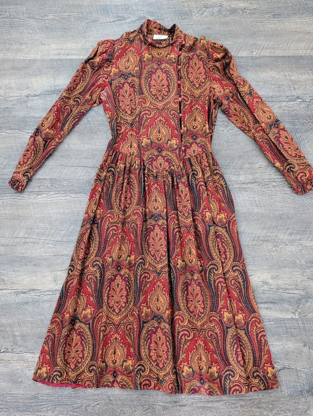 Vintage 70s Gothic The Kollection Ltd. Saks Dress Womens Paisley Whimsygoth USA